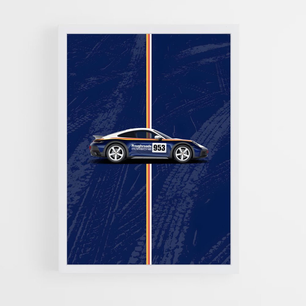 Poster Dakar Racing Blue – affiche Porsche (vue 3)